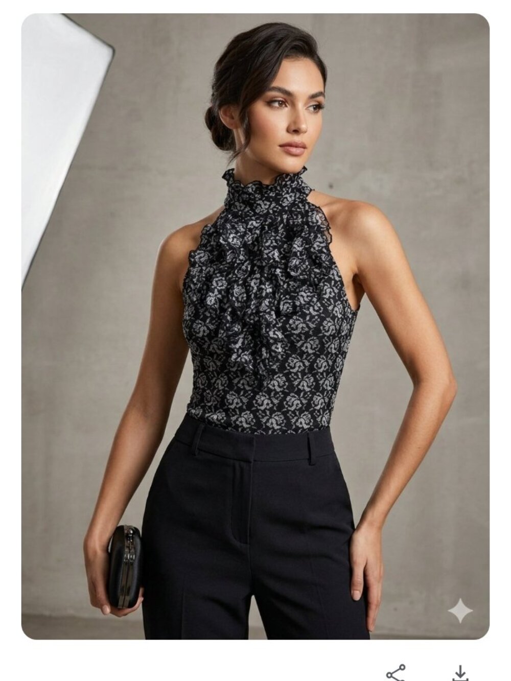 Y2K XOXO LACE HALTER TOP RUFFLES ROSES SIZE S KEY HOLE OFFICE SIREN ROMANTIC